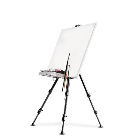 Walimex pro Caballete L 50-165cm, aluminio, adecuado como caballete de estudio, caballete de mesa y caballete de campo para lienzos de hasta HxD: 122x4cm, hasta 6 kg, con bolsa