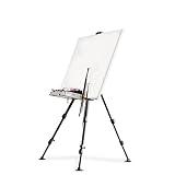 Walimex pro Caballete L 50-165cm, aluminio, adecuado como caballete de estudio, caballete de mesa y caballete de campo para lienzos de hasta HxD: 122x4cm, hasta 6 kg, con bolsa