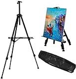 Caballete de Pintura Regulable Aleación de Aluminio Ligero Caballete Plegable trípode telescópico de Pintura, póster, etc. Multifunción Con bolsa de transporte (NEGRO)