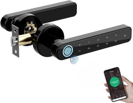 AILRINNI Cerradura Inteligente Electrónica con Huella Digital, APP, Llave, Contraseña Remota, Protección de Contraseñas, Advertencia de Baja Potencia
