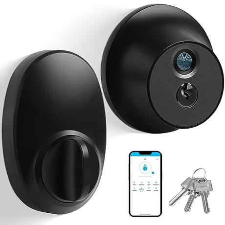 Cerradura conectada con Metafort Cerradura Electrónica - Entrada sin Llave, Smart Lock con Fingerprint, Control de APP, Llaves, Bluetooth para el hogar, hotel, oficina y apartamento