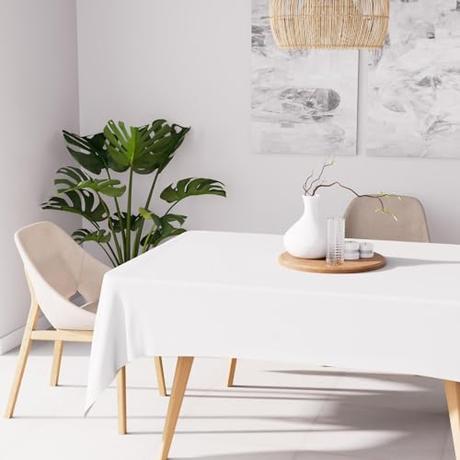 Soleil d'ocre Mantel Antimanchas Alix Rectángular, Blanco, 140 x 240 cm