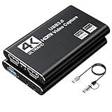 XIIXMASK capturadora de Video, capturadora Audio y Video, Tarjeta de Captura USB 3.0 4K HDMI Loop-out, 1080P 60FPS/2K 30FPS Captura de Videojuegos para PS5/Switch/cámara/PC/OBS（Negro）