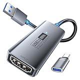 capturadora Video Fulfalic, capturadora 4K HDMI a USB 3.0, Tarjeta de Captura de vídeo de Audio 1080P 60 FPS, para enseñanza, radiodifusión, Juegos, Streaming, videoconferencia