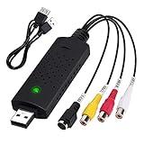 Capturadora de Video y Audio USB Convertidor, RCA Captura Convertidora para VHS VCR TV DVD Digital Grabber Grabador, para Windows 11/10/8/7/ XP/Vista
