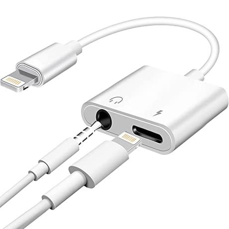 AZOWYU Adaptador de Auriculares para iPhone【Certificado MFi】 2 en 1 Lightning a Jack de 3,5 mm para Auriculares, Adaptador de Cable de Carga convertidor Compatible con iPhone 13/12/11/XS/XR/8/7