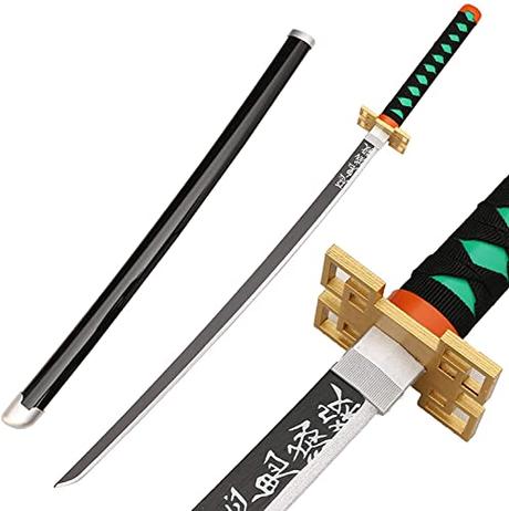 ZNLVZSH Espada samurái de Madera Demon Slayer Blade, Anime Cosplay Ninja Sword Props, para fanáticos de Navidad o cumpleaños Amantes del Anime Juguetes Decorativos, 41 Pulgadas, Tokitou Muichirou