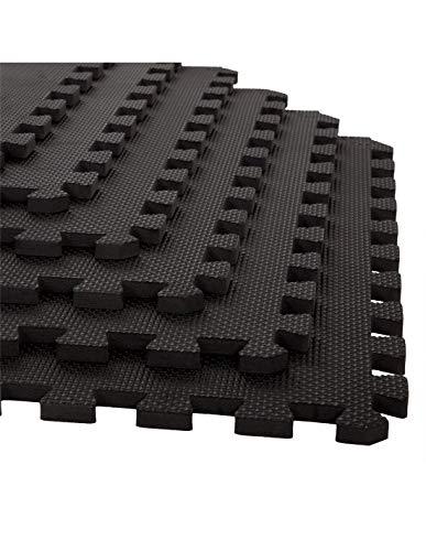 JARDIN202 - Esterilla Puzzle para Suelos de Gimnasio y Fitness | Negro | Protección de Goma Espuma, Tatami Puzzle Expandible 4 Unid 60x60