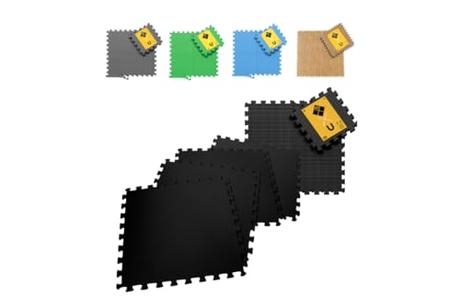 Pack Esterilla de Fitness y Ejercicios Gimnasio Tatami Puzzle 60x60cmx1cm Pack Alfombra Espuma Suave Máxima protección para tu Suelo. Fácil Limpieza y Bordes incluidos (4 Piezas (1,44m2), Negro)