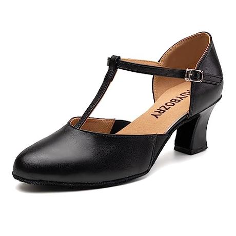 RUYBOZRY Zapatos de Baile Mujer Cerrados Zapatos de Baile Moderno Salsa Tango Profesional de Salon,YCD29-6-S,Negro,EU 38