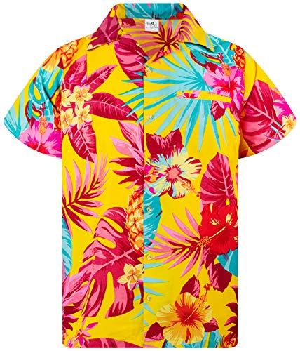 Funky Camisa Hawaiana, Manga Corta, Ananas, Amarillo, XS