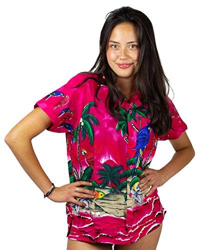 Funky Camisa Hawaiana, Parrot, Pink, XL