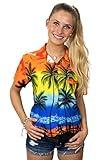 King Kameha Blusa hawaiana para mujer, estilo casual, muy llamativa, con botones y manga corta - naranja - X-Large
