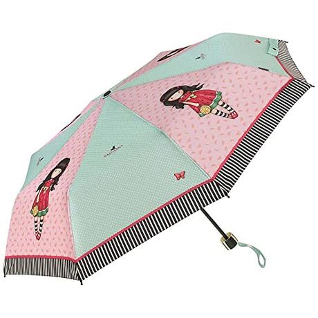 Santoro-Gorjuss Paraguas plegable manual | Every summer | Verde clarito y rosa