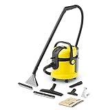 Kärcher Lava-aspiradora SE 4002, Limpieza Profunda en Superficies Textiles Mediante Pulverización, Aspiradora Seco y Húmedo, 1400 W, 4+4L Depósito Agua Limpia/Sucia, color negro/amarillo