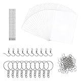 145 Pieces Plástico Magico Kit, 20 Hojas en Blanco Shrink Plastic, Papel Magico Horno con Lazo Abierto, Llavero, Cadena de Cuentas y Gancho para La Oreja Plastico Retractil para Manualidades DIY