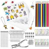 213 Pcs Plastico Magico, Incluye A4 12 Hojas de Plástico Encogible 8 Hojas de Papel Magico con Motivo, Termocontraíble, para Hacer Llaveros para Niños Manualidades DIY