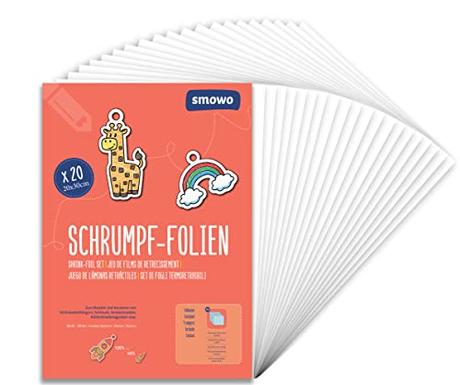 Smowo® 20 Láminas de Plástico Mágico A4 - Papel Encogible para Horno, Transparente Mate