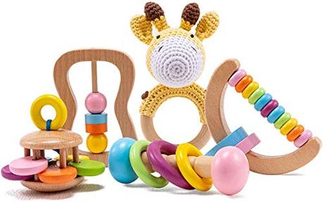 Madera Montessori Baby sensorial sonajero educativo juguete preescolar bebé agarrar juguete guardería primer juguete