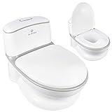 Olmitos – Orinal para bebé WC Infantil Blanco - Con portarrollos interior para el papel y cadena con luz y sonido de descarga – Antideslizante con vaso interior extraíble, aprende a ir al baño