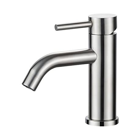 Ibergrif M11003A Grifo de Baño Clásico, Mezclador Monomando Lavabo, Grifo de Lavabo para Agua Fría y Caliente, Acero Inoxidable Cepillado