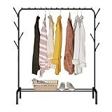 edihome, Burro Ropa, Perchero Colgador de Ropa, Vestidor, 118X148X39 cm, Resistente, Metálico, con Soporte para Zapatos, para colgar Ropa, Perchas, Camisas, Pantalones, Chaquetas finas (Negro)