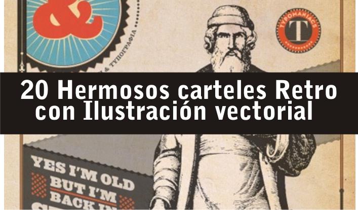 20 Hermosos carteles Retro con Ilustración vectorial