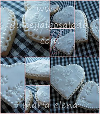 Galletas decoradas..corazones.blanco total!!