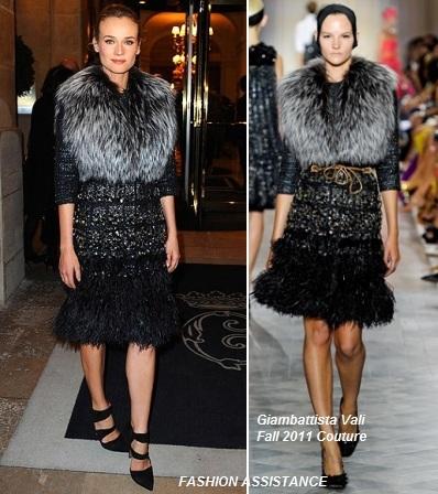 Diane Kruger de Giambattista Vali Couture. Plumas, lentejuelas, pieles... ¿Sabe llevarlo con estilo?