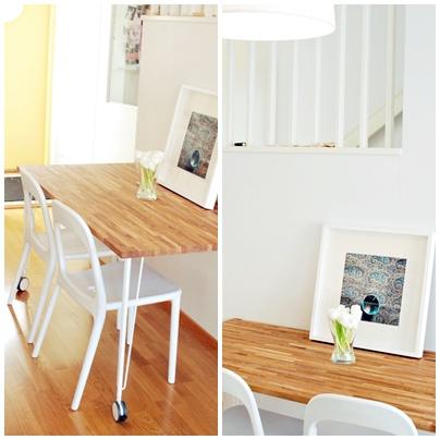 Ikea hack: Mesa de cocina con un tablero de roble de Bauhaus y patas de ikea