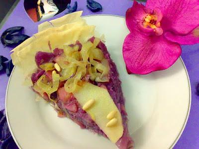 Roseta de lombarda y cebolla confitada