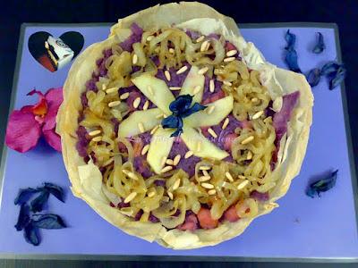 Roseta de lombarda y cebolla confitada