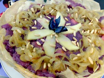 Roseta de lombarda y cebolla confitada