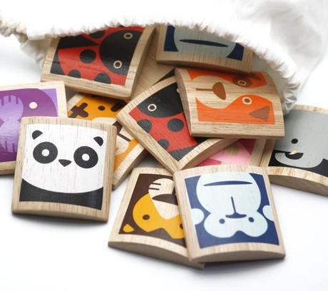 Memory de Animales de madera pintado a mano