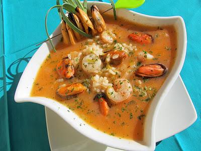 Sopa de arroz a la marinera