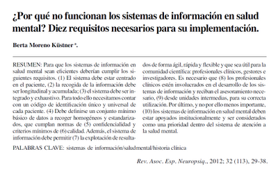 ¿Por qué no funcionan los sistemas de información en Salud Mental? - Moreno Küstner
