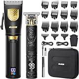 GLAKER Cortapelos Hombre Profesional, Recargable Maquina de Cortar Pelo Hombre,Maquina Cortar de Pelo y recortadora Barba con Pantalla LED 15 Peines Guía