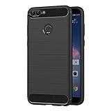 AICEK Funda Huawei P Smart, Negro Silicona Fundas para Huawei P Smart Carcasa Huawei P Smart Fibra de Carbono Funda Case (5,65 Pulgadas)