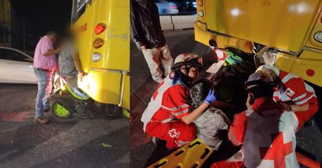 Motociclista se incrusta en la parte trasera de camión urbano en la Avenida Juárez