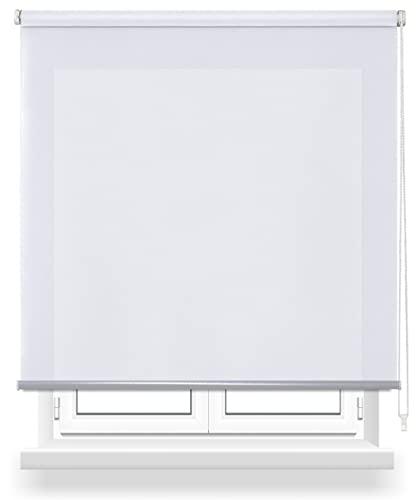 DALINA Textil - Estor Enrollabre Translúcido 60x180cm (Ancho x Largo), Pesiana Enrollable Liso Pasa la Luz 40%, Medida de la Tela 57x175cm (Blanco)