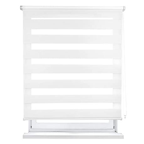 MERCURY TEXTIL Estor Enrollable de Doble Capa, Noche y Día, translúcido y oscurecido (160 x 180 cm, Blanco)