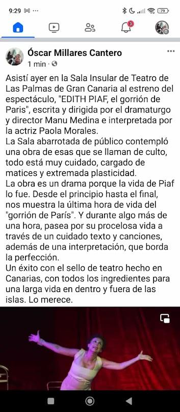 Edith Piaf revive en la Sala Insular de Teatro con ‘El gorrión de París’