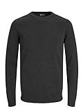 Jack & Jones Hombre Básico Knit Crew Cuello - Dark Gris Melange - L