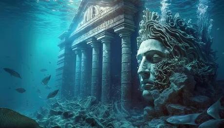 Ciudad en ruinas bajo el mar. Imagen de Freepik