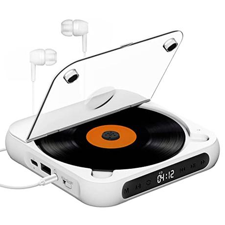 KOVCDVI Reproductor de CD Portátil con Bluetooth y Batería Recargable de 1200mAh Reproductores CD con Auriculares Admite Reproducción para USB y AUX función de repetición A-B y Memoria