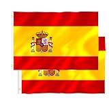 REGALUKOS 2 unidades Bandera de España de 90 x 150 cm | Auténtica Bandera Española para Exterior, Mástil o Interior con 2 Ojales de Sujeción Metálicos..