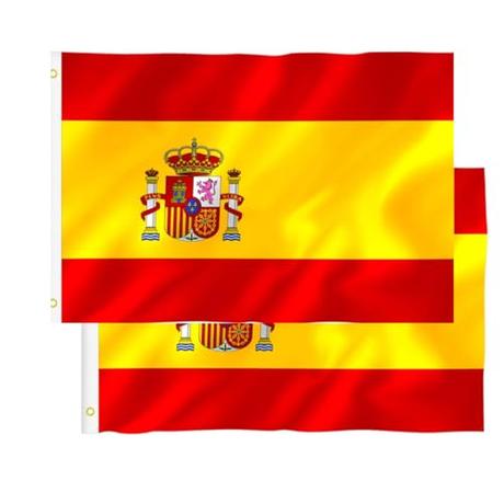 REGALUKOS 2 unidades Bandera de España de 90 x 150 cm | Auténtica Bandera Española para Exterior, Mástil o Interior con 2 Ojales de Sujeción Metálicos..