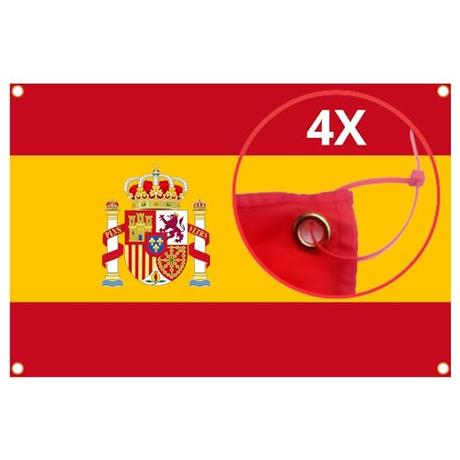TailoTec® Bandera España Grande 150x90cm – Bandera España para Balcon con 4 Ojales y 4 Bridas - Banderas de España Grandes para Eventos Deportivos.(ESPAÑA 1 UNIDAD)