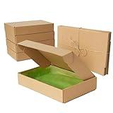 VAMAJOO 20 Cajas Carton para Regalo Pequeñas con Tapa 24x16x4,5cm + Papel de Regalo Seda – Cajas Almacenaje Carton para Envios de Paquetes - Box (Marrón Grande)