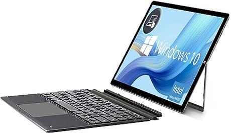 Tableta Windows con extraíble teclado, 11,6 pulgadas tablet Windows 11 Intel J4125 procesador 2 en 1, ordenador portátil con pantalla táctil de 6 GB + 128 GB, Dual 2.4 y 5G WiFi, 5000 mAh batería
